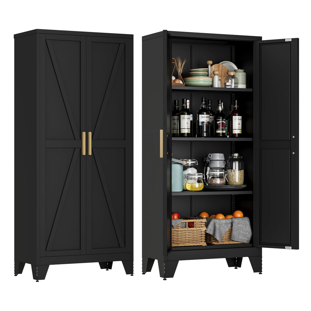 LCAOPC 71" Tall Pantry Storage Cabinet with Drawer and Adjustable Shelves, Freestanding Tall Kitchen Cupboard Storage Cabinet for Kitchen,Dining Room, Living Room, White