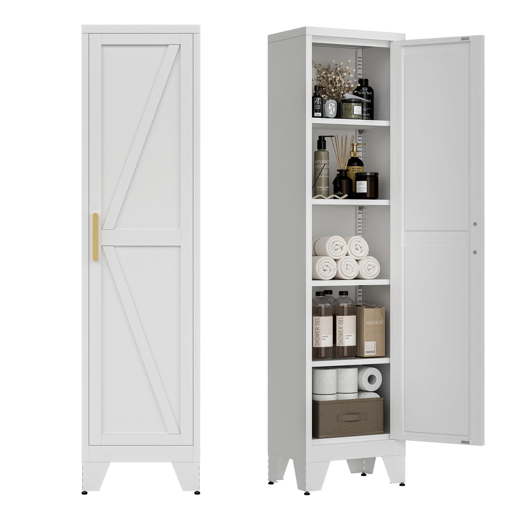 LCAOPC 71" Tall Pantry Storage Cabinet with Drawer and Adjustable Shelves, Freestanding Tall Kitchen Cupboard Storage Cabinet for Kitchen,Dining Room, Living Room, White