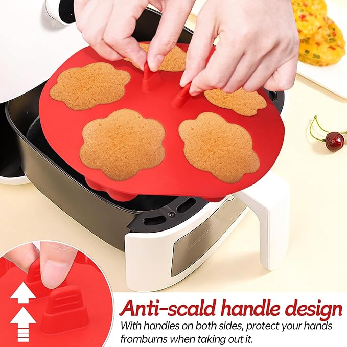 ZONBBEE Silicone Air Fryer Muffin Pan Egg Bite Mold for Oven Baking,1 pcs With 100bags Mini Muffin Tins Cups Cake Pan Tray for Air Fryer Liners Basket Accessories Baking Muffin Cakes Pancake Quiche