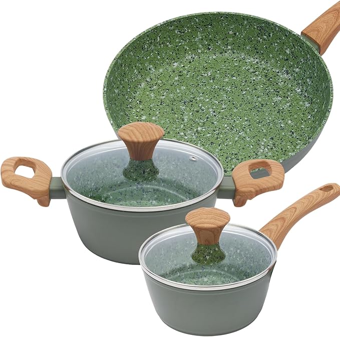 Jovire 3-Piece Nonstick Set | 9.25" Pan + 1.4/2.2QT Pots | PFAS-Free