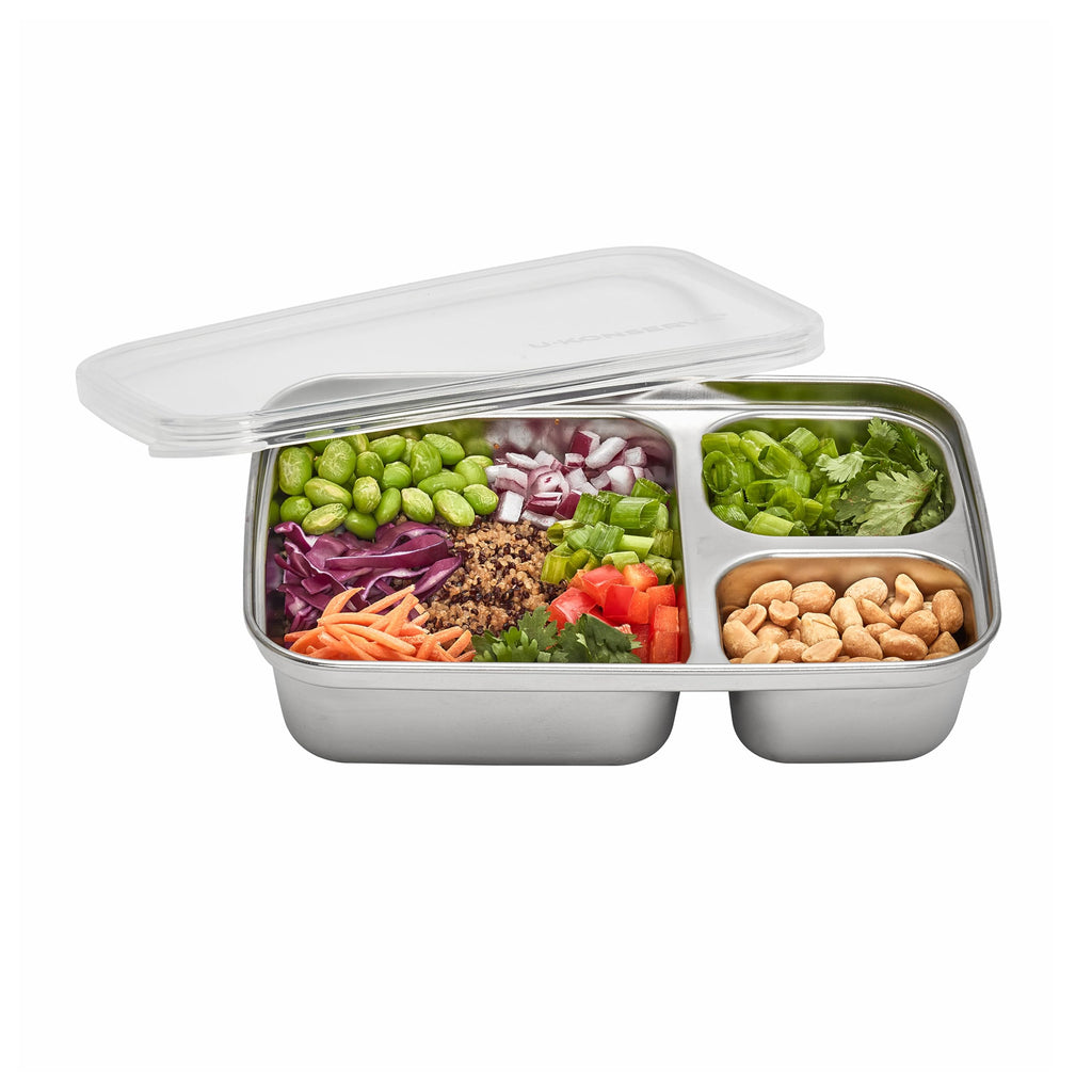 U-Konserve 24 oz Divided 3-Section Stainless Steel Container Clear
