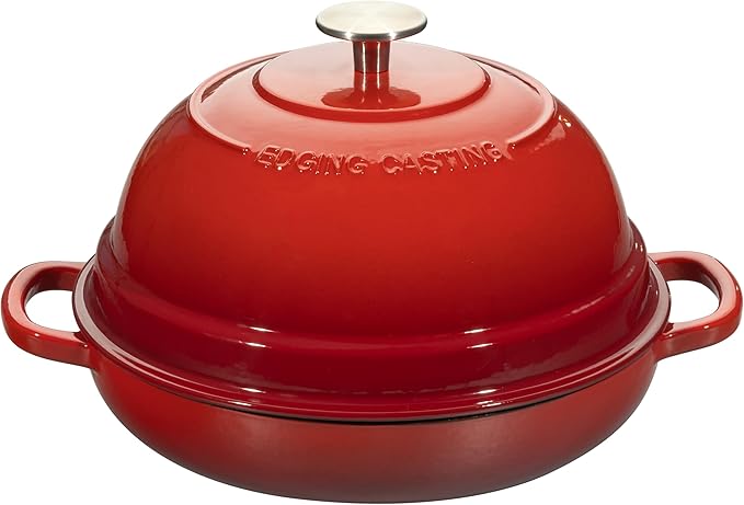 EDGING CASTING Enameled Cast Iron Dutch Oven Pot with Lid, Round Bread Oven for Homemade Sourdough Bread Baking, 6 Quart
