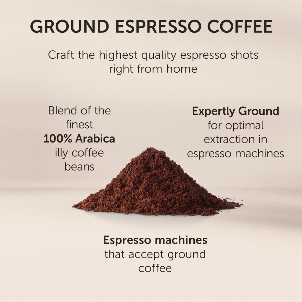 illy Ground Coffee Espresso - 100% Arabica Coffee Ground – Intenso Dark Roast – Warm Notes of Cocoa & Dried Fruit - Rich Aromatic Profile - Precise Roast - No Preservatives – 4.4 Ounce