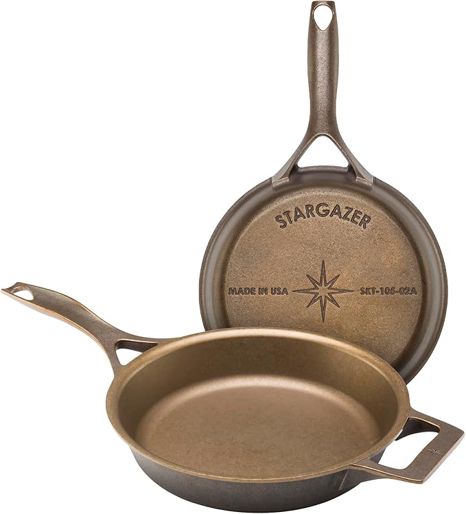 Stargazer 12-Inch Cast Iron Skillet | Made in USA, Seasoned, Premium Frying Pan for Grilling, Searing, Baking & More – Durable Cast Iron with Smooth Cooking Surface