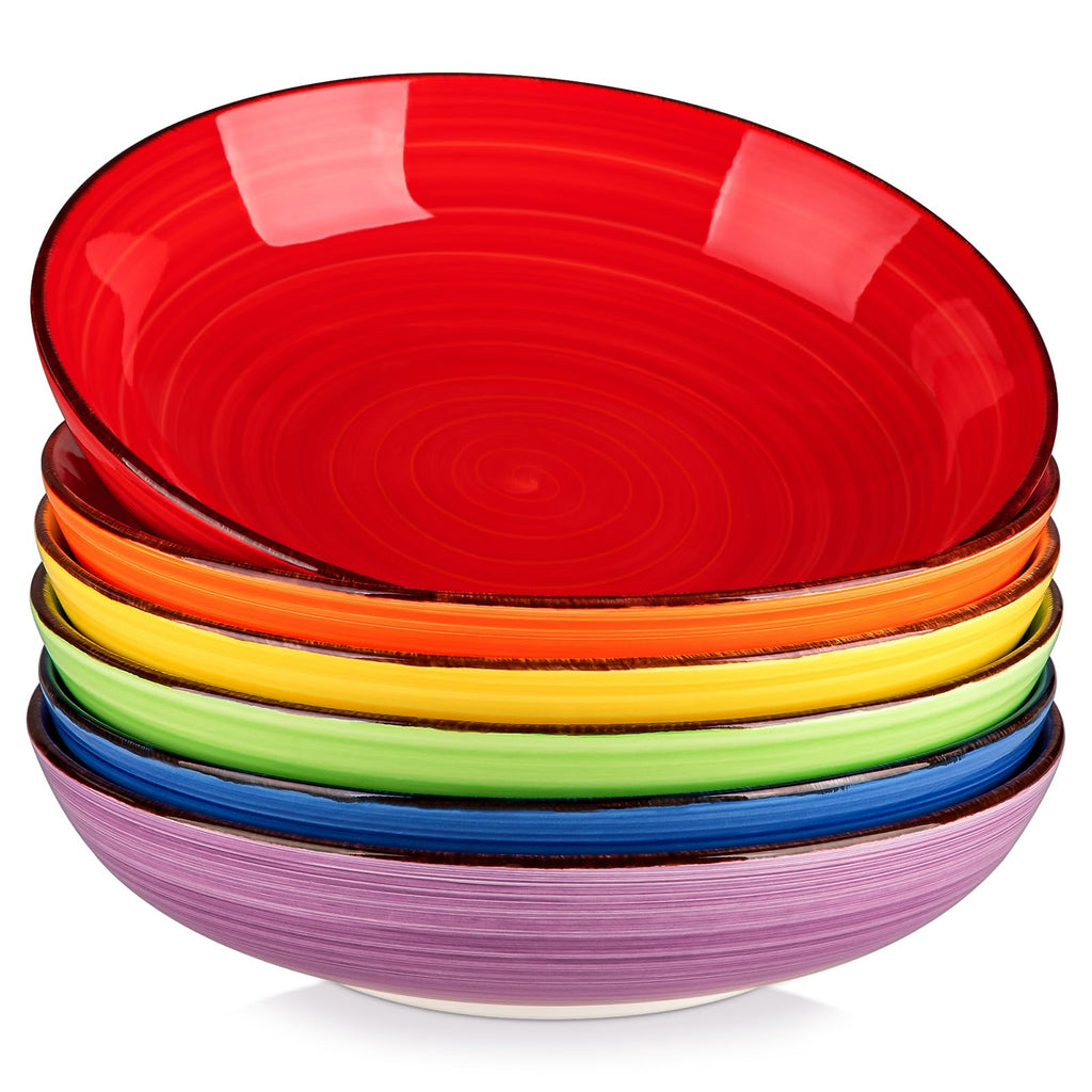 vancasso Bonita Pasta Bowls Set of 6, 50oz Large Salad Bowls for Kitchen, Corlorful Stoneware Serving Bowls Dishwasher & Microwave Safe