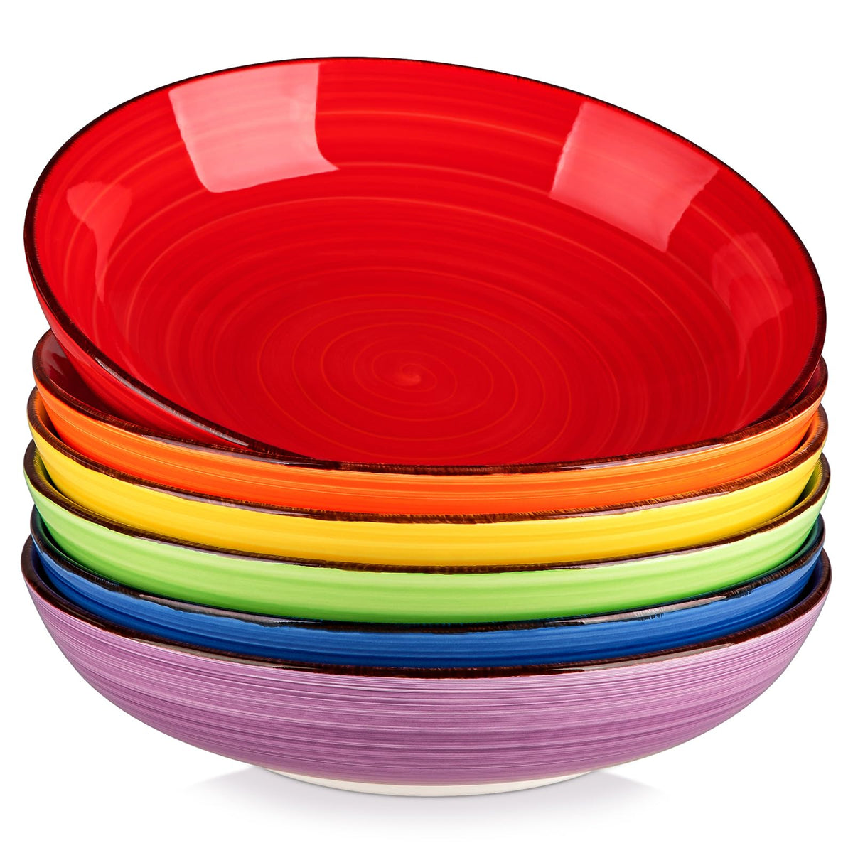 vancasso Bonita Pasta Bowls Set of 6, 50oz Large Salad Bowls for Kitchen, Corlorful Stoneware Serving Bowls Dishwasher & Microwave Safe