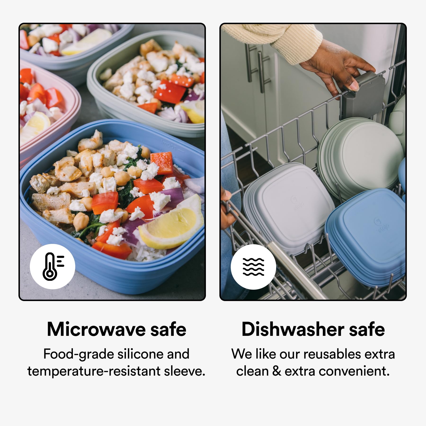STOJO Collapsible Sandwich Box – 24oz, Reusable Food Storage Container, Silicone Bowl for Hot/Cold Food – Meal Prep, Lunch, Camping, Hiking – Dishwasher Safe (Sage, Set of 5)