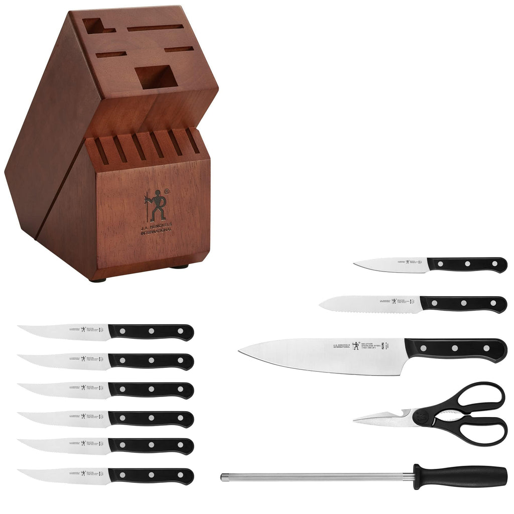 Henckels Solution 12-Pc Knife Set, Razor-Sharp, German Engineered, Brown