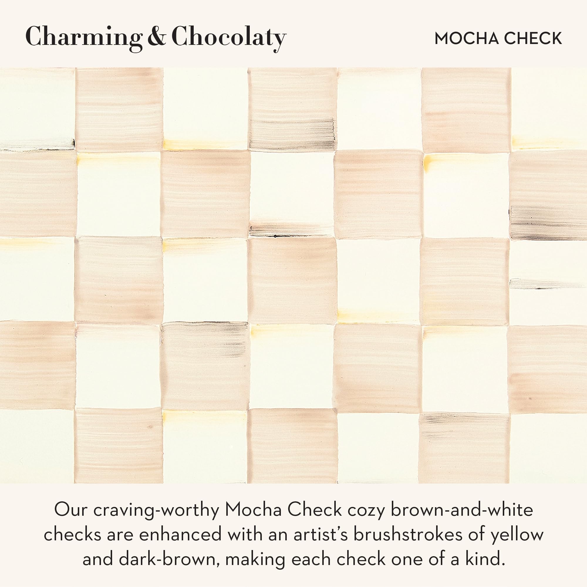 MACKENZIE-CHILDS Enamel Measuring Cup, Brown-and-White Mocha Check