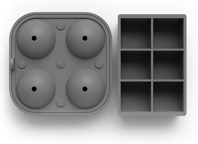 Ball Ice Cube Tray and Big Cube Molds for Whiskey, Slow Melting Set