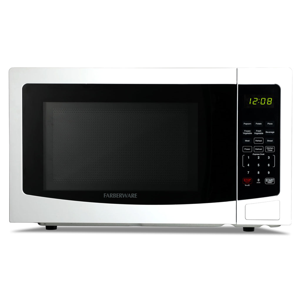 Farberware 0.7 Cu. Ft. Countertop Microwave Oven – 700 Watts Power, Auto Cook Settings, Defrost, Easy Clean and Child Safety Lock - White