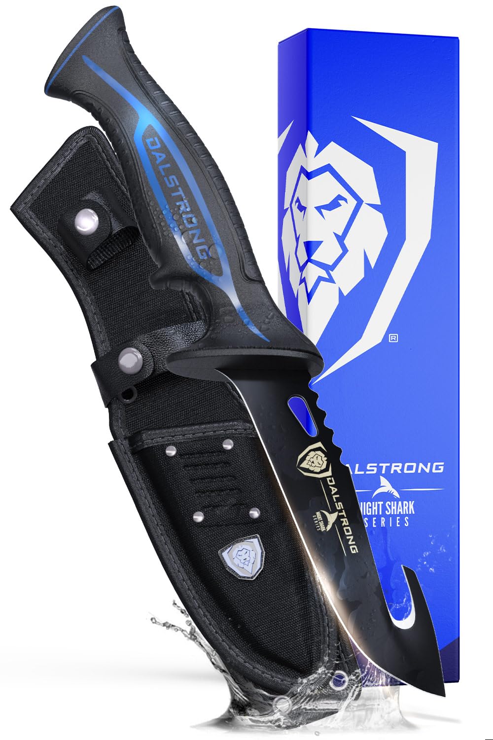 Dalstrong Gut Hook Fish Knife for Filleting and Cleaning - 5” - Night Shark Series - 7CR17MOV High Carbon Steel - Titanium Coated Blade- Polypropylene Handle - w/Sheath - NSF Certified