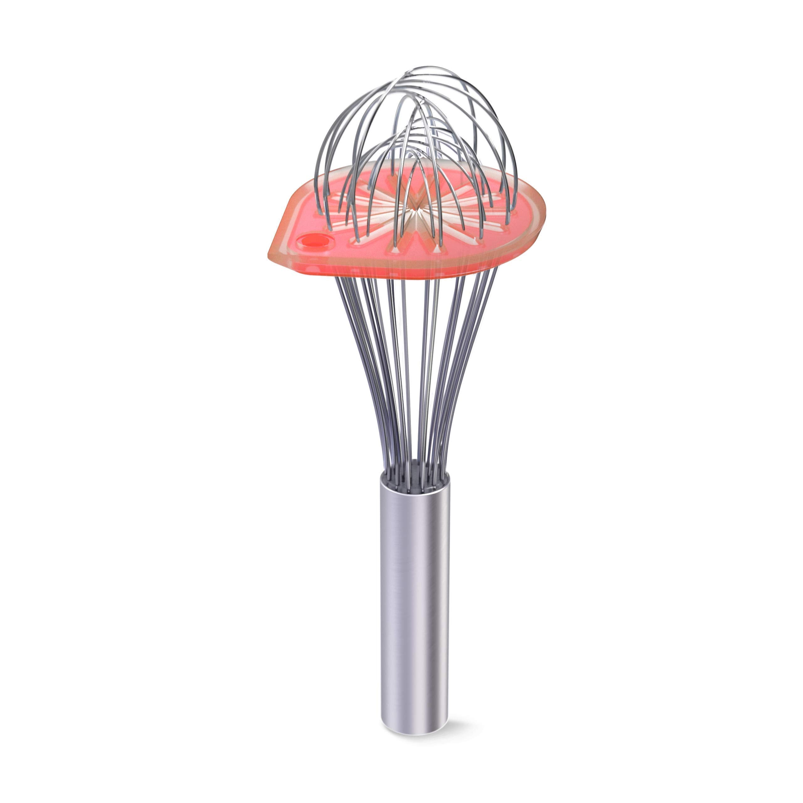 Whisk Wiper - Wipe a Whisk Easily - Multipurpose Kitchen Tool, Made In USA - Includes 11" Stainless-Steel Whisk - Cool Baking Gadget, A Great Gift For Men and Women (Color: Red)