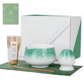ZENS Matcha Whisk Set, 5pcs Matcha Kit Set Includes Ceramic Bowl, Bamboo Whisk and Chasen Holder, Scoop & Tea Mat for Matcha Ceremony, Blue