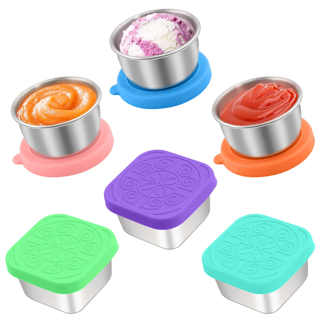 Qukaka 1.6 oz Stainless Steel Salad Dressing Containers with Lids, 6 Pack