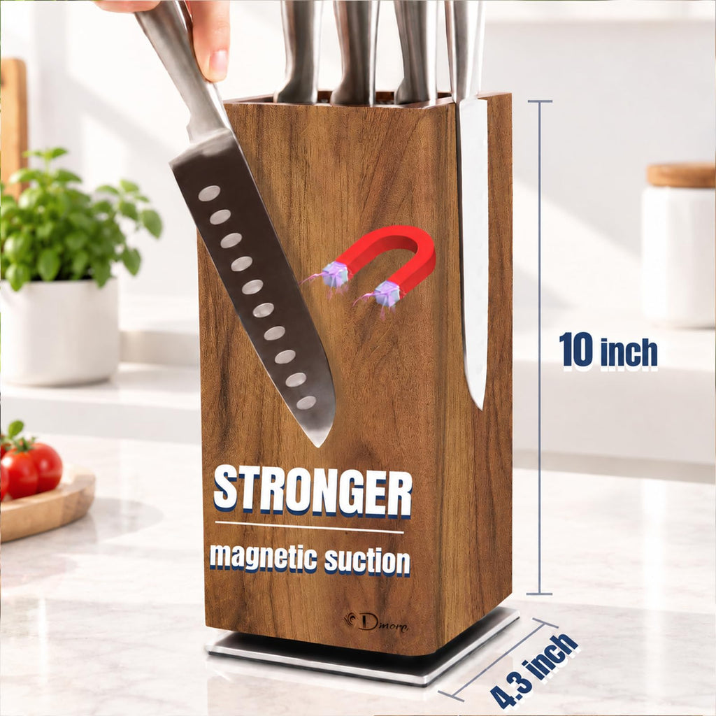 Dmore magnetic knife block without knives 360° rotatable knife holder stand