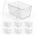 Clear Fridge Organizer with Handles & Lids, 6 Pack Large 11.5×7.5×6 Inch