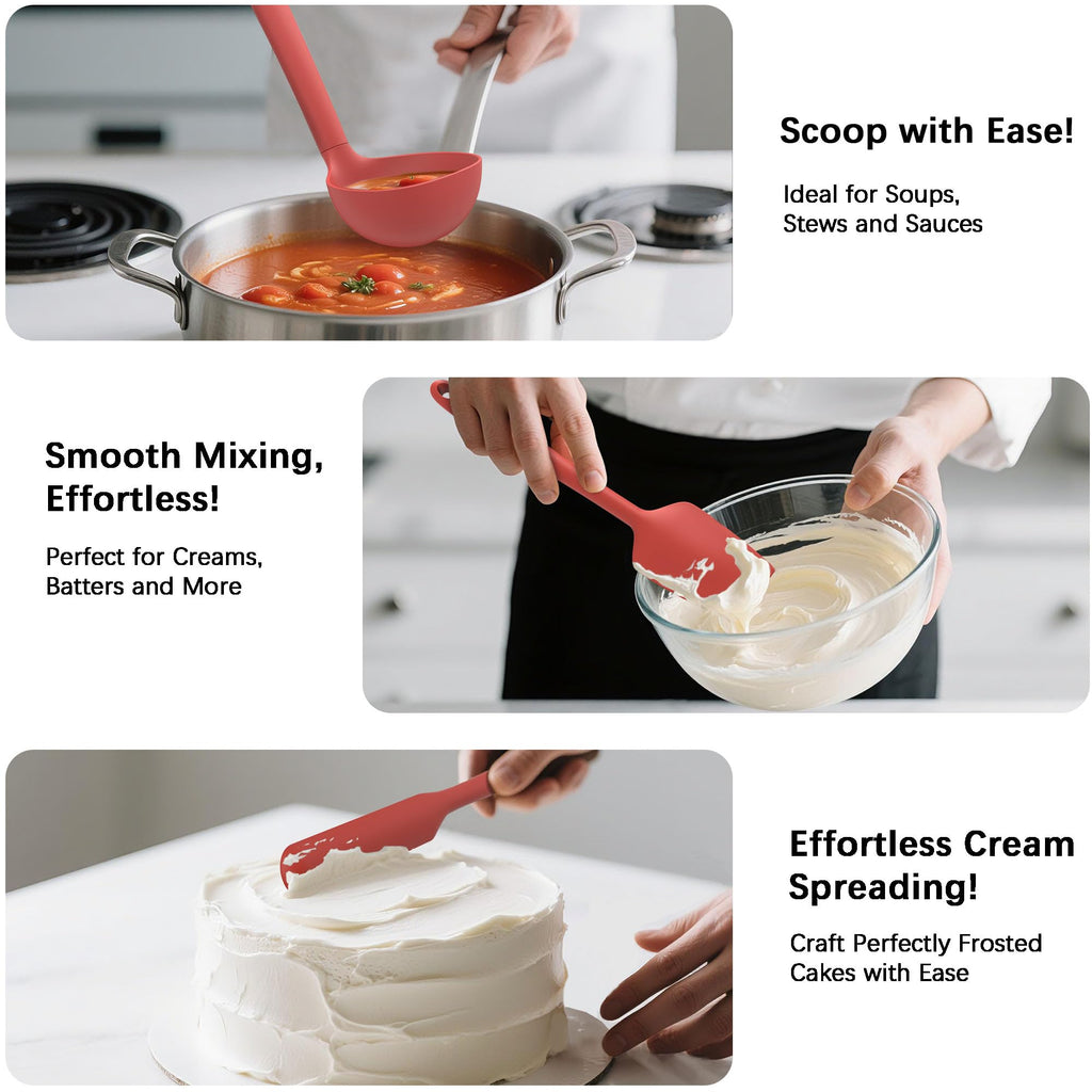 Coukre Silicone Kitchen Cooking Utensils Set, Heat Resistant, 14-Piece
