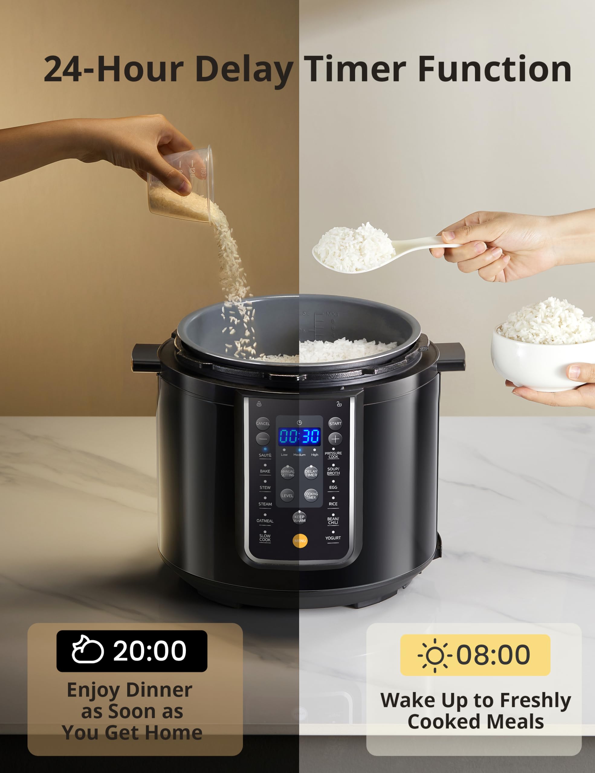 COMFEE' 12-in-1 Electric Pressure Cooker, 6 Quarts, Nonstick Pot