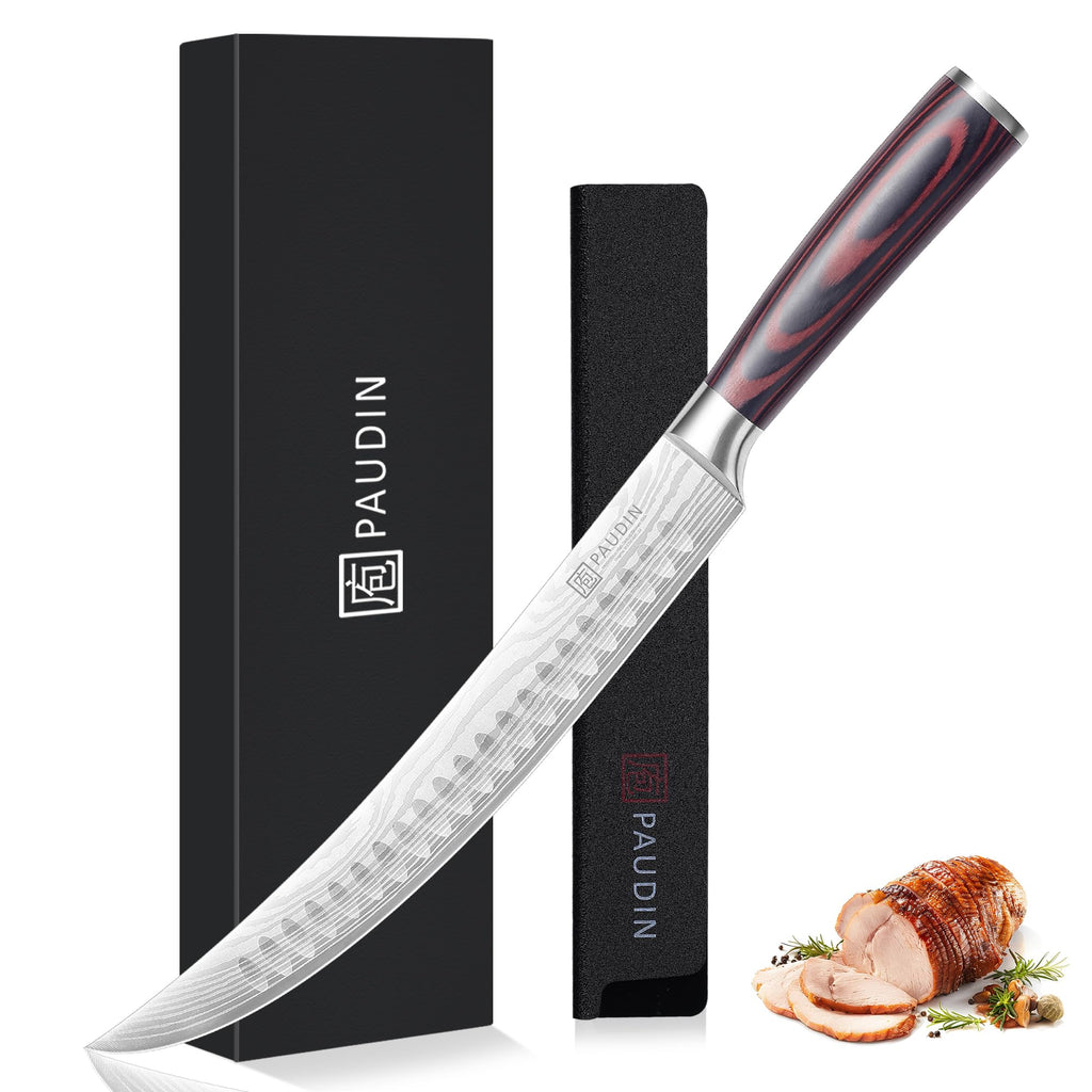 PAUDIN Meat Cleaver 8 Inch Butcher Knife, High Carbon Stainless Steel Cleaver Chef Knife, Sharp Kitchen Knife Heavy Duty Meat Cutting Knife, Wood Handle