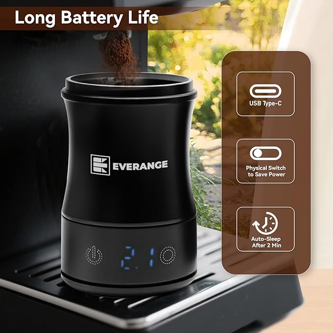 EVERANGE Digital Coffee Scale with Timer - Rechargeable Espresso Scale Precise Pour Over & Drip Coffee Scale, LED Display, Includes Dosing Cup, Black