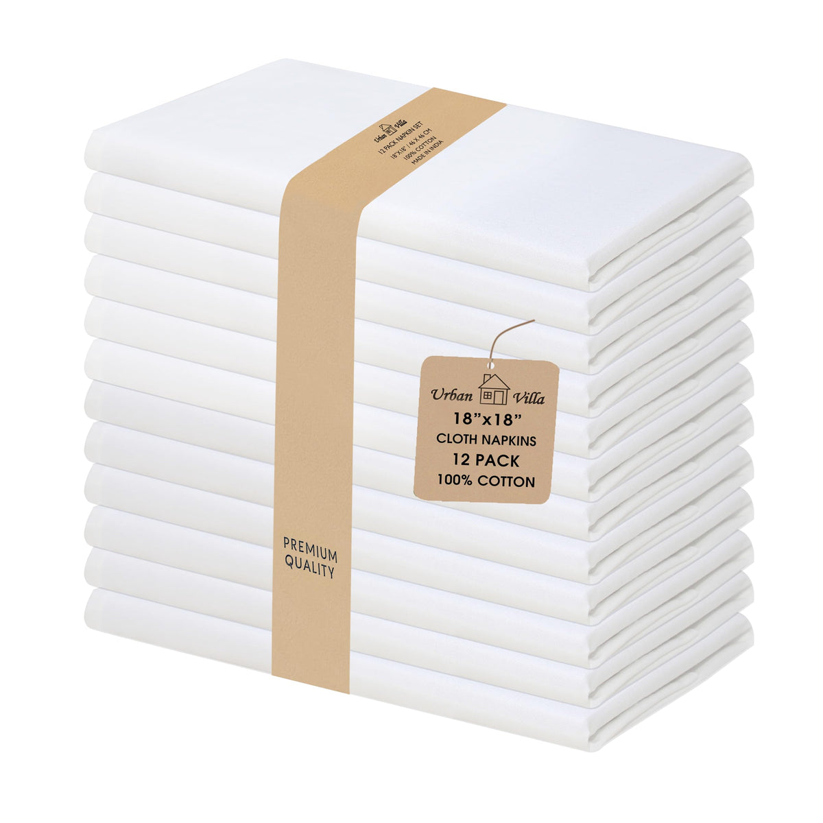 Urban Villa Cloth Napkins Cotton 20x20 (Set of 12) Rust
