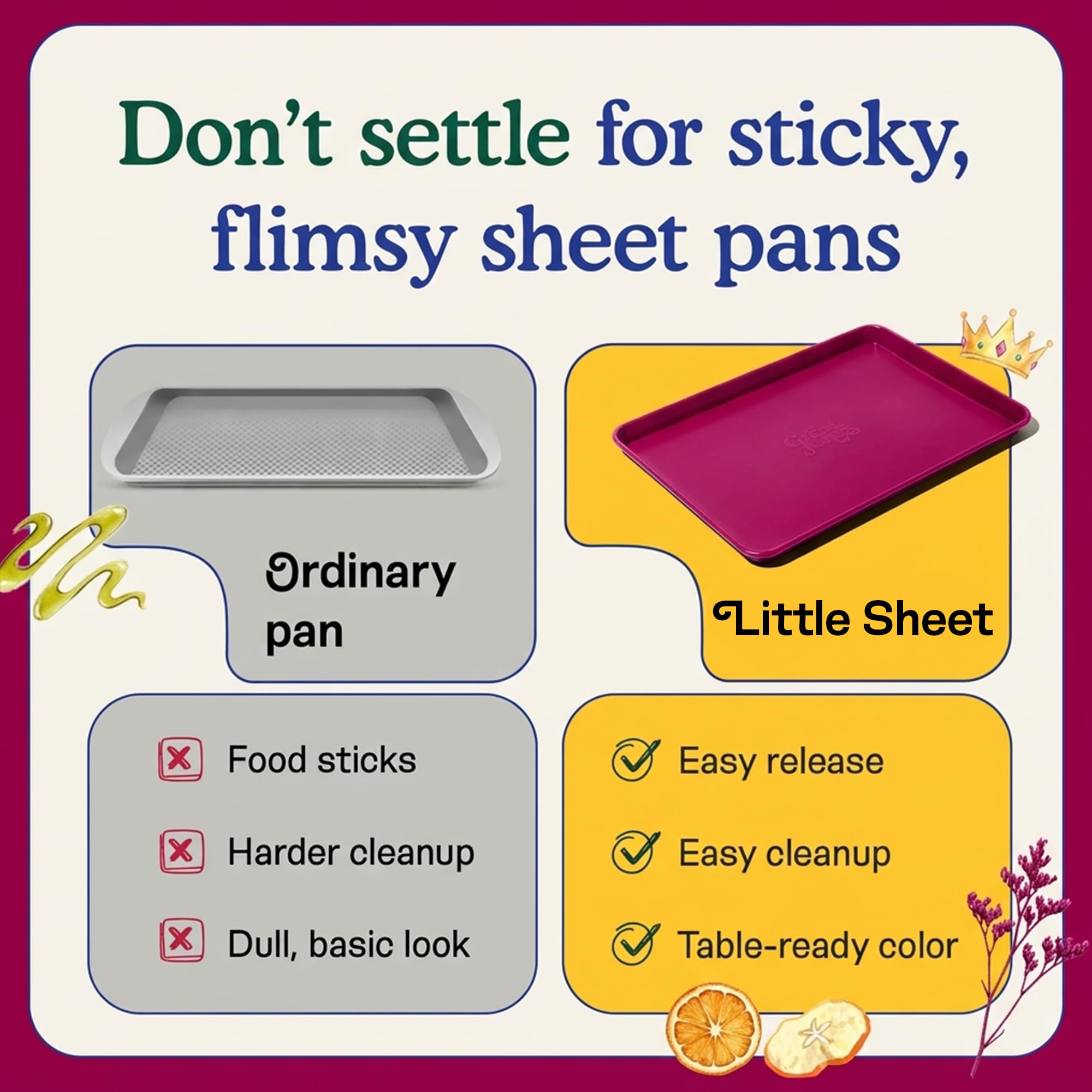 Great Jones Nonstick & Non Toxic Quarter Sheet Pan 13.5" x 9.5" (Raspberry)