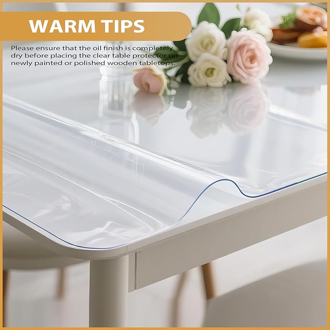 Clear Table Protector 40 x 80 Inch, 1.9mm Thick Waterproof PVC Plastic Table Cover, Durable Table Pad for Dining Room, Kitchen, Writing Desk, and Coffee Tables