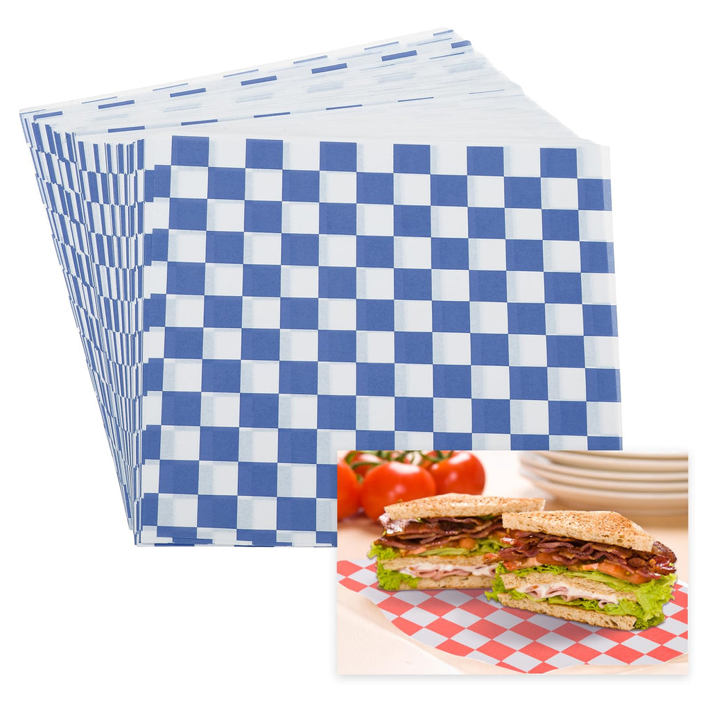 PATIKIL 7.1" x 7.1" Waxed Paper Sheets, 50Pcs Square Pattern Oil-absorbing Dry Food Wrapping Paper for Bakery Coffee Shop Home Baking Kitchen DIY, Red