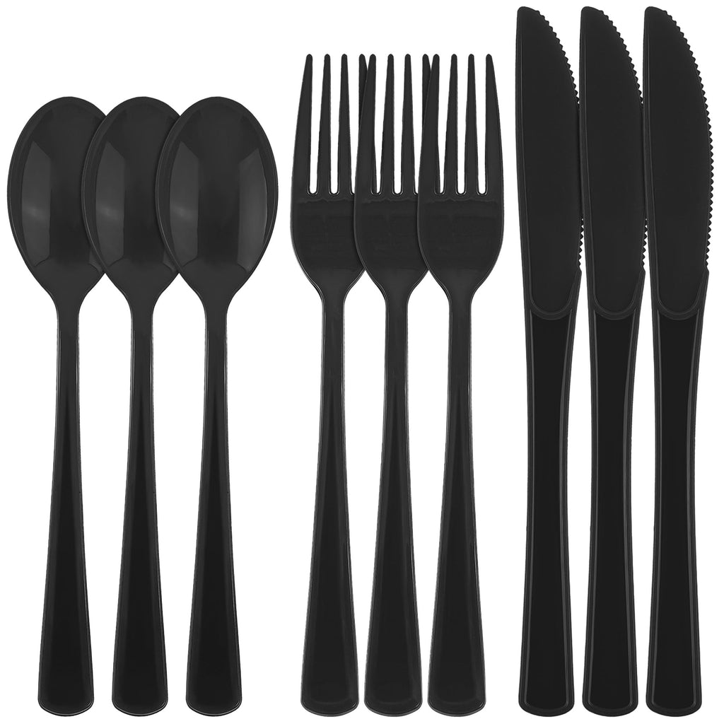 Kochorie 300 Pieces Light Pink Plastic Silverware with Spoons Forks Knives