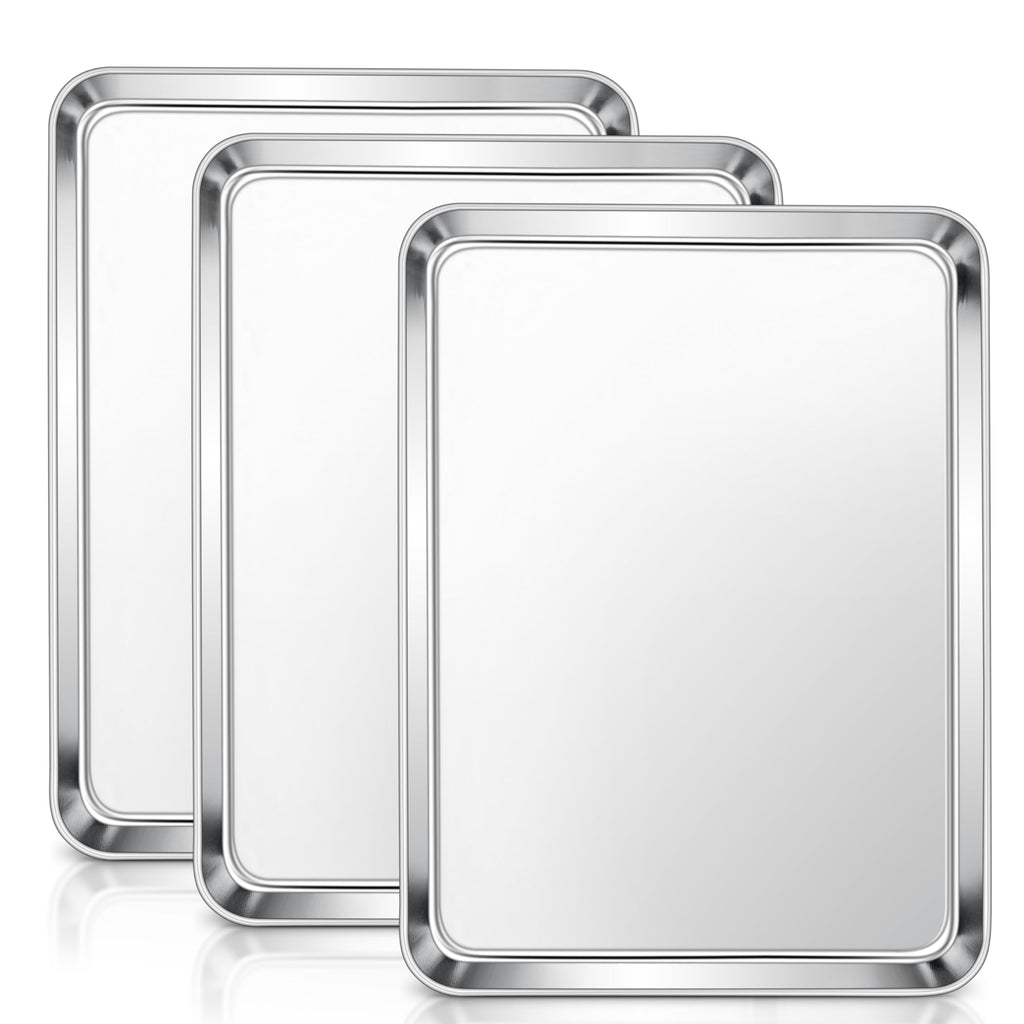 E-far Small Baking Sheet, 10.5”x8.3” Stainless Steel Toaster Oven Tray