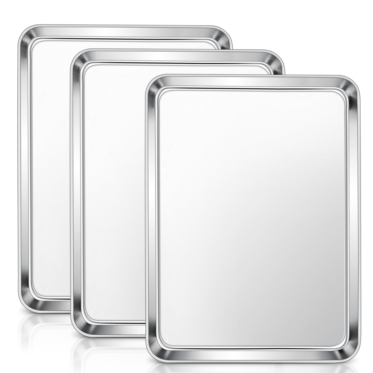 E-far Small Baking Sheet, 10.5”x8.3” Stainless Steel Toaster Oven Tray
