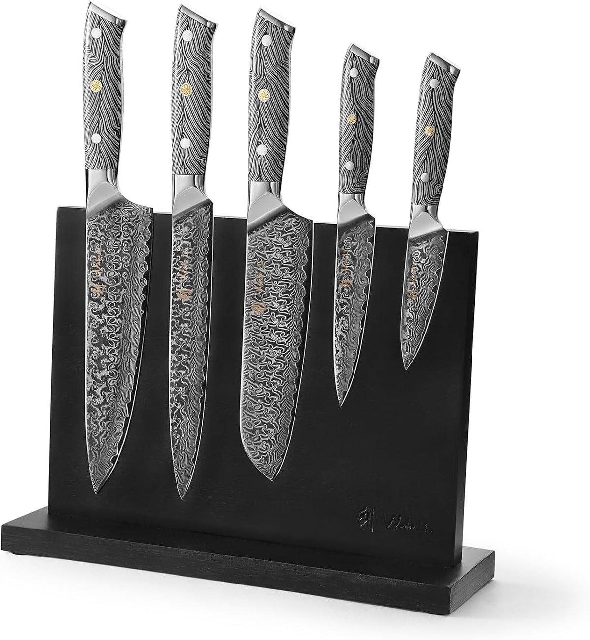 Wakoli Culinary Asia 4-Piece Asian Knife Set, VG10 Damascus, Magnetic Block