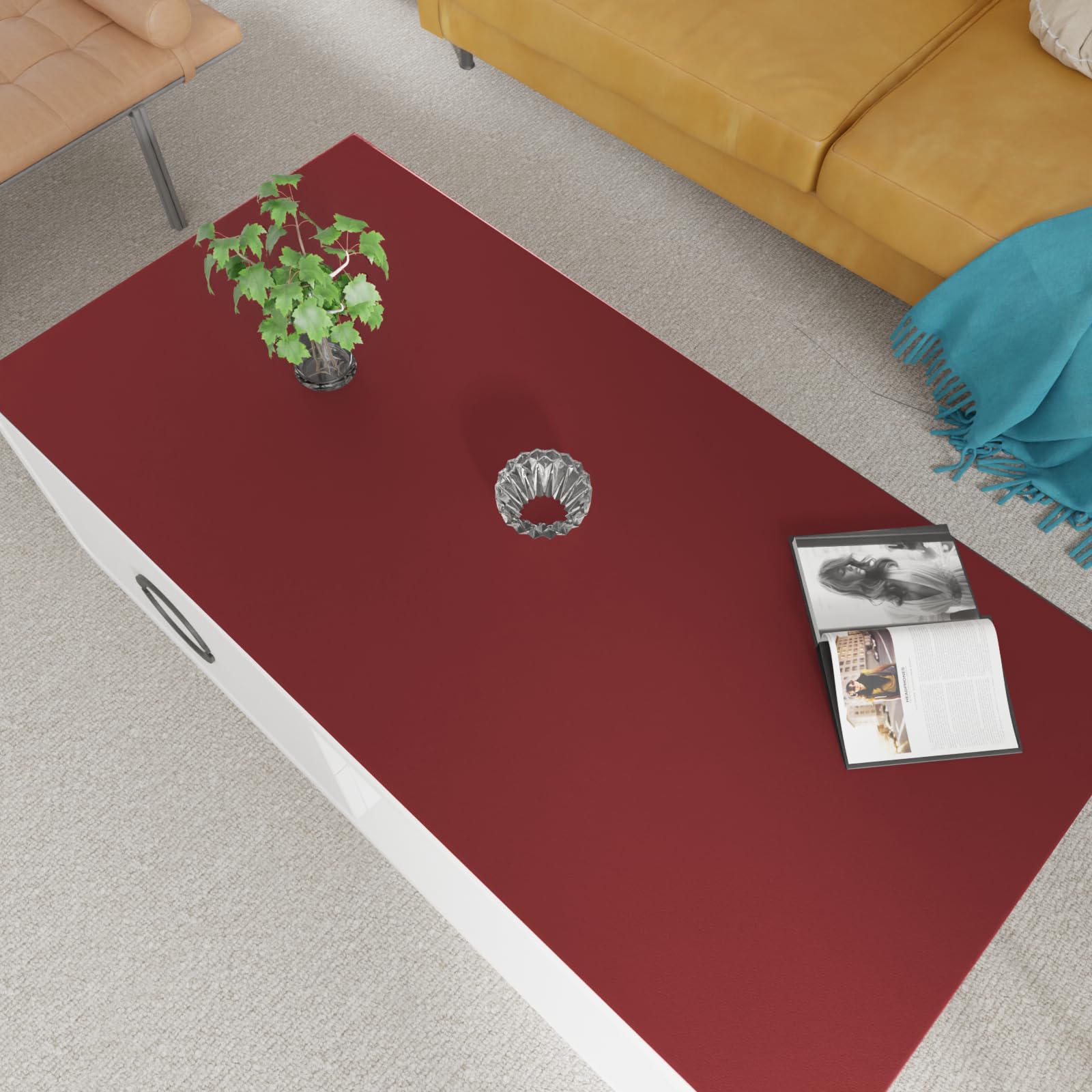 Zinkooat Faux Leather Table Cover,1.8mm Thick,24x60 Inch Desk Cover,Large Desk Mat,Table Protector,Table Cover Protector,Desk Protector,Table Pad,(Black+Wine Red,24x60)