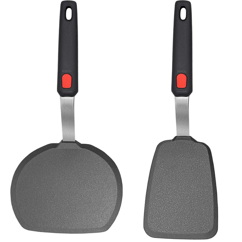 2 Pack Silicone Spatula Turner, 600°F Heat Resistant Kitchen Spatula Set for Nonstick Cookware, Cooking Utensil Set for Egg Pancake Flipper/Heat Resistant Silicone Grip