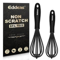 Eddeas Silicone Mini Whisk, Small whisks Non-Stick Tiny Whisks set of 2（5.5in & 7.5in）-Heat Resistant (450°F) Whisks, Balloon Egg Beater Perfect for Whisking, Beating, Mixing, Blending, Black