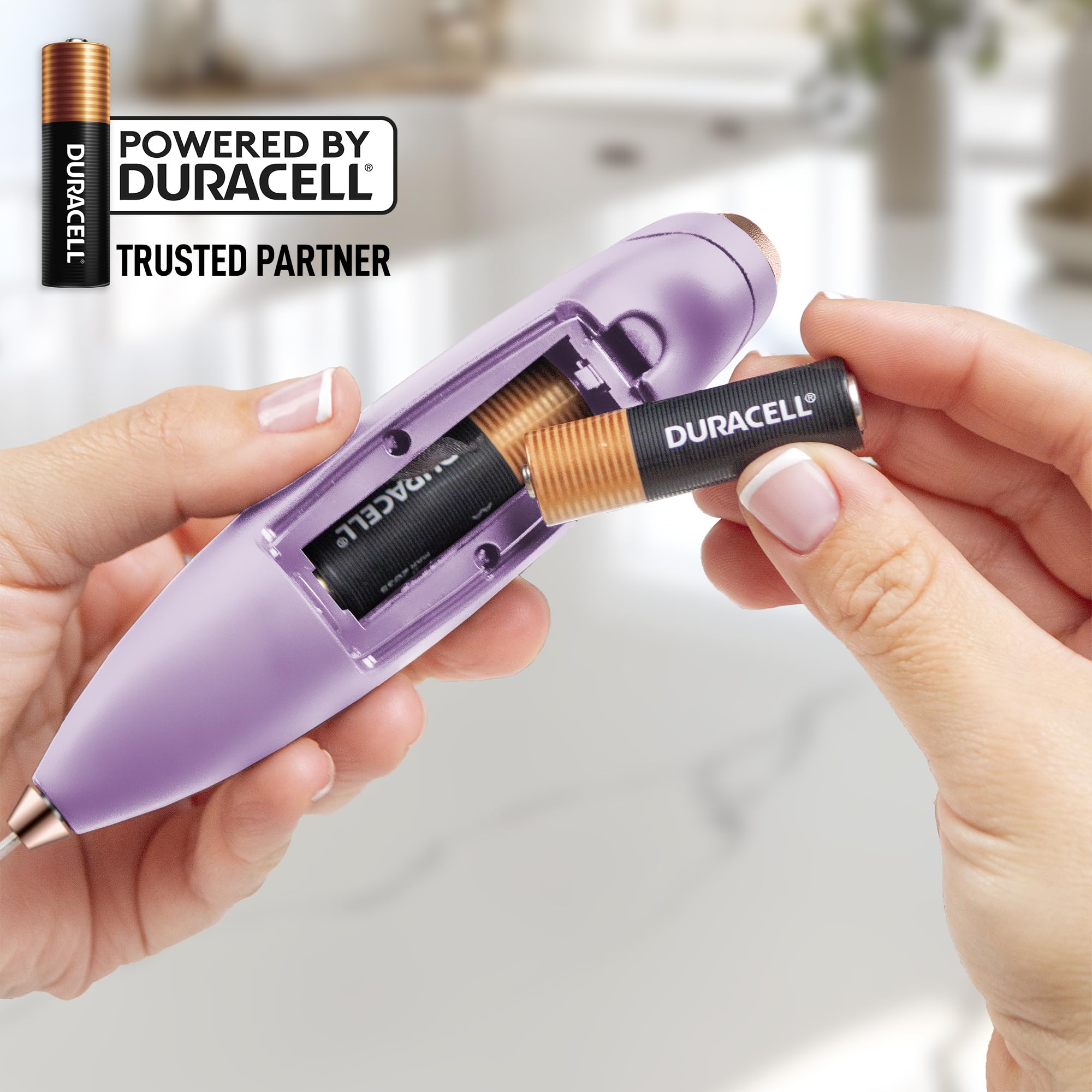 Zulay Kitchen Powerful Milk Frother Wand With Duracell Batteries - Ultra Fast Handheld Drink Mixer - Electric Whisk Foam Maker for Coffee, Lattes, Cappuccino & Matcha - Z1 Motor - Lilac & Rose Gold