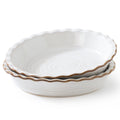 Frewinky 9 Inch Ceramic Pie Pans, Deep Fluted Pie Dishes, White, Set of 2