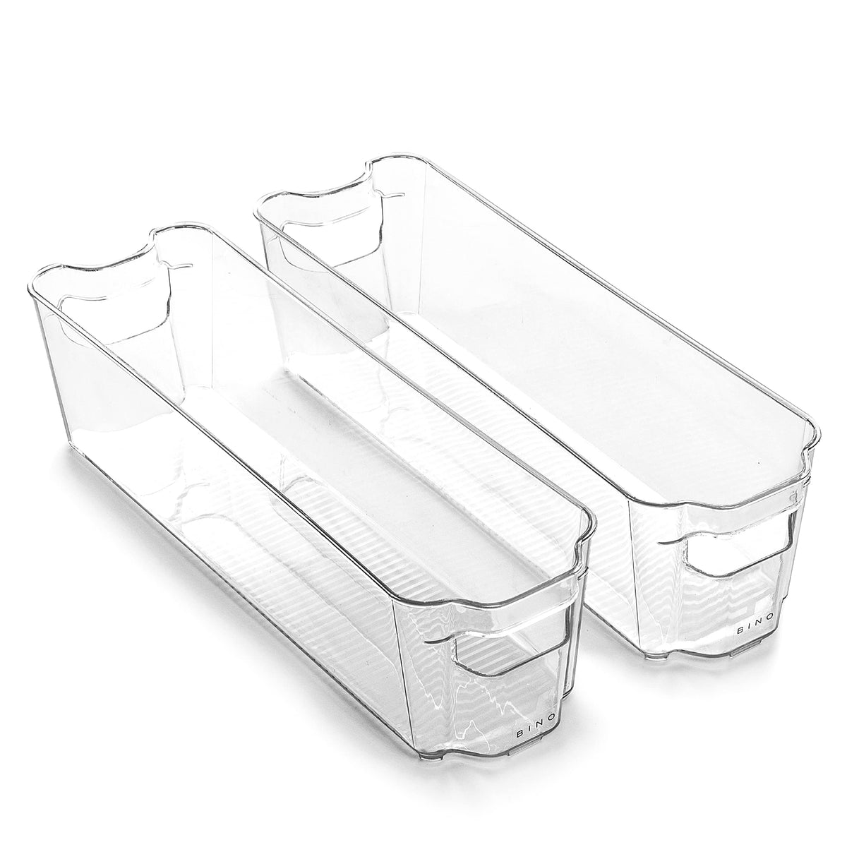 BINO | Stackable Storage Bins, Large - 2 Pack | THE STACKER COLLECTION | Clear Plastic Storage Bins | Built-In Handles | BPA-Free | Containers for Organizing Kitchen Pantry | Multi-Use Organizer Bins