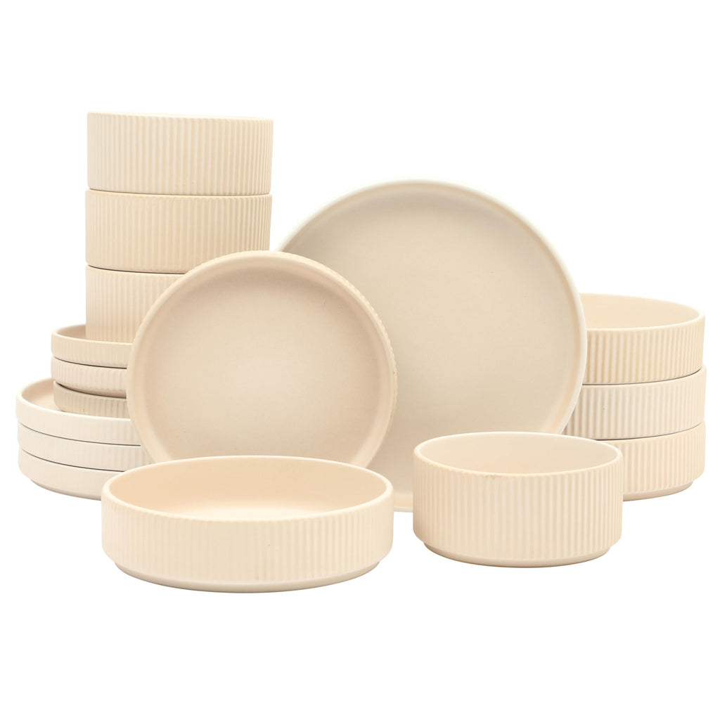 Gibson Elite Gelston Stoneware Matte Reactive Glaze 16 Piece (Service for 4) Plates and Bowl Dinnerware Set - Grey