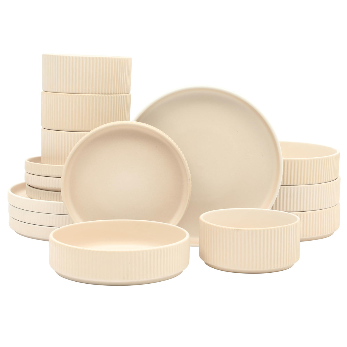 Gibson Elite Gelston Stoneware Matte Reactive Glaze 16 Piece (Service for 4) Plates and Bowl Dinnerware Set - Grey