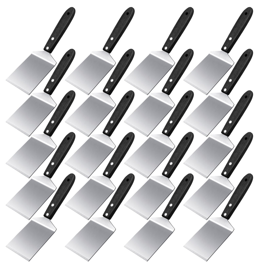 BBTO 20 Pcs Pizza Spatula Stainless Steel Server Wood Handle Bulk,Black