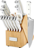 Cuisinart 15-Piece Knife Set with Block, High Carbon Stainless Steel, Forged Triple Rivet, White, C77WTR-15P