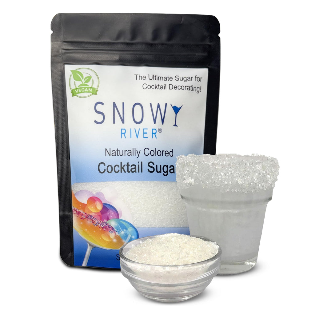 Snowy River Natural Cocktail Sugar Rimmer - Kosher Certified Naturally Colored Beverage Rimming Sugar for Cocktails, Margaritas, Drinks (Clear, 4 Ounce)