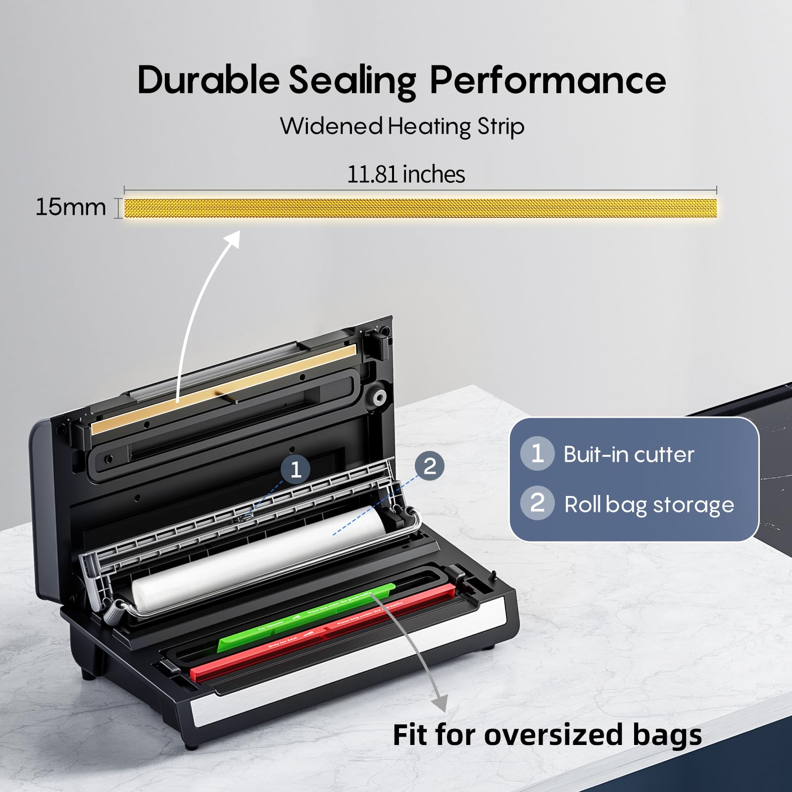 FRESKO Automatic 95Kpa Food Vacuum Sealer Machine, Auto Dry-Wet Detection