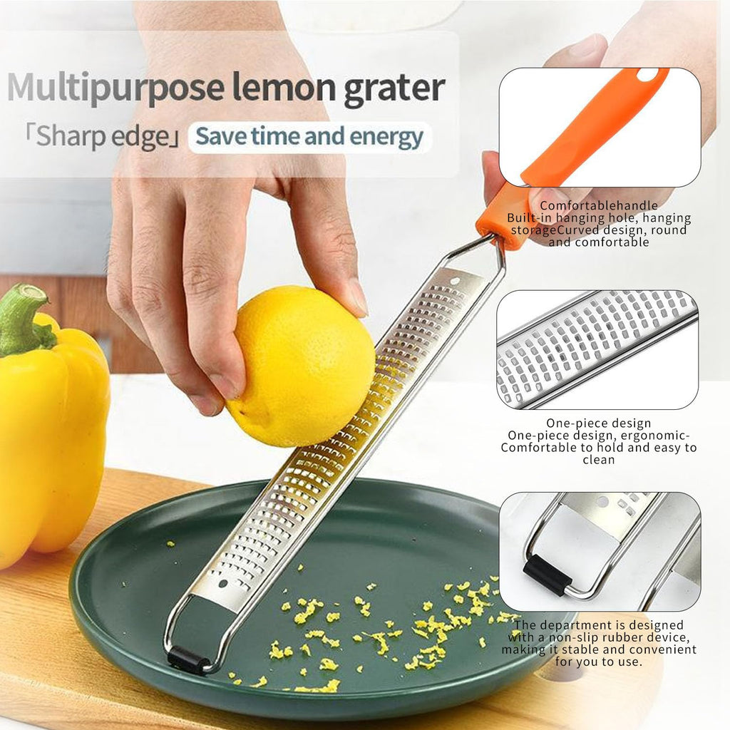 Lemon Zester & Cheese Grater Set of 2,Kitchen Zester Tool for Cheese,Lemon,Nutmeg, Chocolate, Fruits, Vegetables With Protective Cover (Orange)