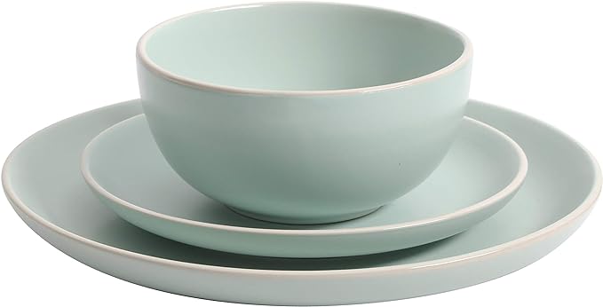 Gibson Home Rockaway Dinnerware, Teal Matte, Service for 4 (12pcs)