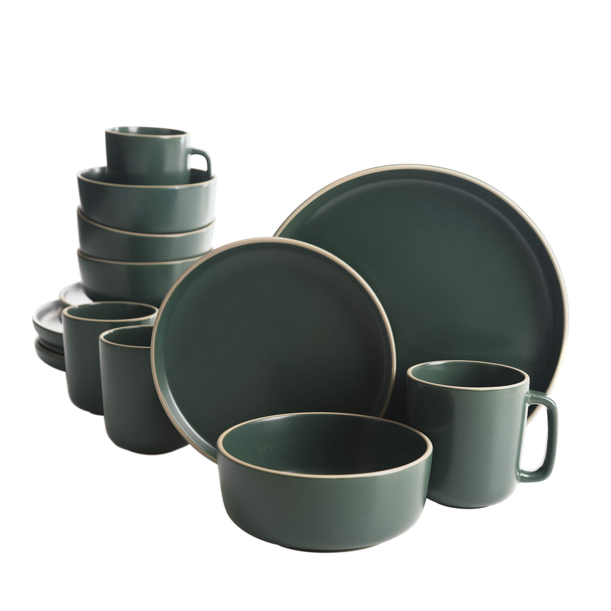 Gibson Home Zuma 16 Piece Round Kitchen Dinnerware Set, Dishes, Plates, Bowls, Mugs, Service for 4, Matte Stoneware, White