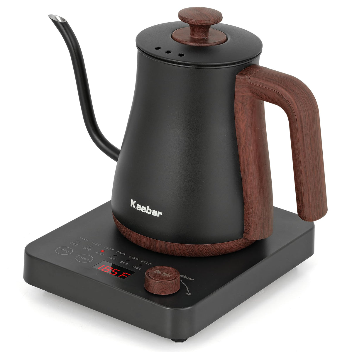 Keebar Gooseneck Electric Kettle, 0.8 L, 1000W, 6 Temp Presets, LED Display