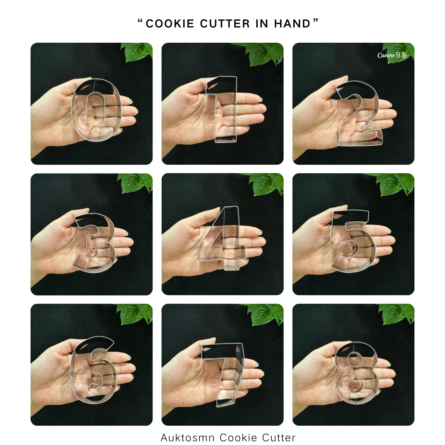Auktosmn Large Number Cookie Cutter Set with Dough Scraper&Chopper-9 Piece-3.25 Inch-Number 0-8-Birthday Cookie Cutter Shape for Baking-Stainless Steel Kitchen Utensil